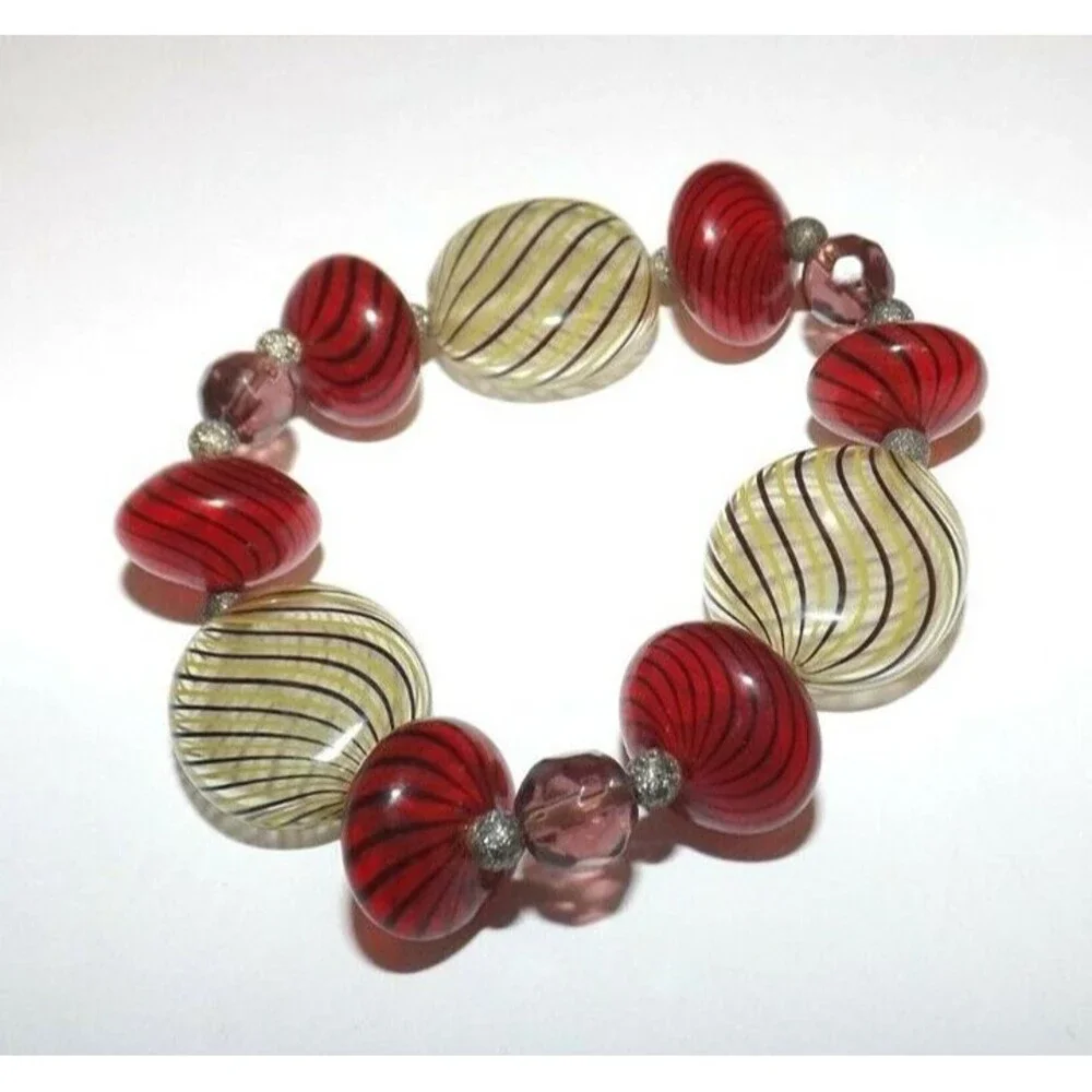 Vintage Venetian Murano Glass Bubbles Beaded Bracelet